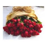 12 red roses in a bouquet