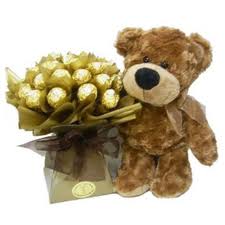 16 ferrero chocolate bouquet with teddy