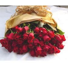 24 red roses hand bouquet